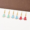 Ocean Series 304 Stainless Steel Enamel Dangle Earrings LS-EJEW-K017-01D-G-1