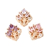 3Pcs 3 Colors Brass Micro Pave Cubic Zirconia Beads KK-YW0003-08-1