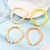 4Pcs 4 Colors Handmade Polymer Clay Heishi & Shell Pearl Beaded Stretch Bracelets for Women BJEW-JB12273-1
