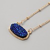 Simulated Druzy Resin Oval Pendant Necklace with Alloy Satellite Chains NJEW-WH0016-39G-04-1