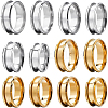 12Pcs 12 Styles 201 Stainless Steel Grooved Finger Ring Settings RJEW-SC0001-03-1