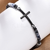 Column Natural Blue Spot Jasper Bead Stretch Bracelets BJEW-F493-03EB-5
