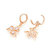 Flower Brass Micro Pave Cubic Zirconia Dangle Leverback Earrings EJEW-N058-09G-3