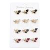 12Pcs 4 Colors Rose Shape Enamel Pins JEWB-A033-07G-1