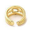 Rack Plating Real 18K Gold Plated Brass Hollow Teardrop Open Cuff Rings RJEW-B048-02G-3