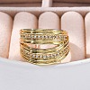 Rack Plating Brass Micro Pave Clear Cubic Zirconia Open Cuff Finger Rings for Women RJEW-M028-92G-1