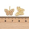 Brass ABS Plastic Pearl Butterfly Stud Earrings EJEW-L275-10G-5