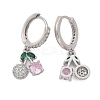 Brass Micro Pave Cubic Zirconia Hoop Earrings EJEW-R016-15P-4