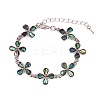 Flower Natural Abalone Shell/Paua Shell Link Bracelets for Women FS5984-23-1