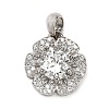 925 Sterling Silver  Moissanite Rhinestone Flower Charms STER-D308-01A-P-1