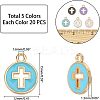 100Pcs 5 Colors Light Gold Plated Alloy Enamel Pendants ENAM-NB0001-46-5