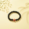 Natural Lava Rock & Synthetic Hematite & Acrylic Beaded Stretch Bracelet BJEW-JB08553-01-2