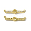 Rack Plating Brass Micro Pave Clear Cubic Zirconia Connector Charms KK-C007-37G-O-2