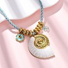304 Stainless Steel Enamel & Natural Shell Pendant Cord Necklaces NJEW-L465-09G-01-1