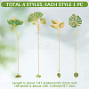 4Pcs 4 Styles Brass Leaf Pendant Bookmarks with Chain AJEW-CP0006-79-2
