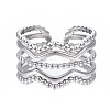 Non-Tarnish 304 Stainless Steel Wave Open Cuff Ring RJEW-T023-34P-1