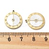 PVD Vacuum Plating 304 Stainless Steel Pave Shell Flat Round Roman Numerals Pendants STAS-R130-25G-3