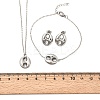 304 Stainless Steel Oval Pendant Necklaces & Bracelets & Stud Earrings Sets SJEW-P008-02P-6