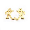 Golden Plated Alloy Letter Pendants X-PALLOY-J718-01G-K-1