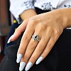 Brass Pave Cubic Zirconia Finger Rings FS-WGC2302-02-3