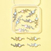 12Pcs 6 Colors Alloy & Glass Butterfly Connector Charms FIND-FS0004-08-6