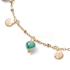 3Pcs 3 Colors Dyed Natural Banded Agate Round & 304 Stainless Steel Shell Shape Tassel Anklets for Women AJEW-AN00702-6