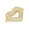 Brass Clear Cubic Zirconia Heart Connector Charms KK-D317-148G-2