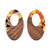 Transparent Resin and Walnut Wood Pendants RESI-T057-02M-2