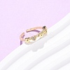 Heart Brass Micro Pave Cubic Zirconia Cuff Rings for Women RJEW-L334-03G-1