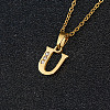 201 Stainless Steel Crystal Rhinestone Initial Pendant Necklaces FS-WG3A711-21-1
