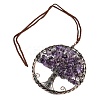 Brass & Natural Amethyst Chips Pendant Decorations HJEW-Z007-05R-09-3