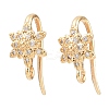 Brass Micro Pave Clear Cubic Zirconia Flower Earring Hooks KK-A274-16G-1