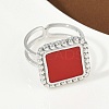 Square 304 Stainless Steel Enamel Finger Rings for Women RJEW-G355-06P-02-2