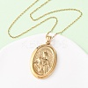 304 Stainless Steel Oval with Virgin Mary Pendant Necklaces for Women NJEW-B149-01G-2