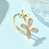 Brass Micro Pave Cubic Zirconia ABS Imitation Pearl Cuff Rings LS-RJEW-D307-02G-A-4