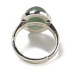 Natural Green Aventurine Oval Adjustable Rings RJEW-K371-07S-20-4