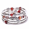 2Sets 2Pcs Bohemian Multi-Layered Natural Banded Agate Wrap Bracelet Women's Jewelry MV3343-8-1