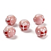 Christmas Theme Baking Paint Glass Beads LAMP-I028-08D-1