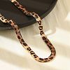 Leopard Print Alloy Snake Chain Necklaces for Women NJEW-K281-01-2
