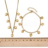 304 Stainless Steel Heart Pendant Curb Chain Necklaces & Bracelets Sets for Women SJEW-F225-02G-5
