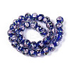 Handmade Lampwork Inner Flower Rondelle Beads Strands LAMP-T022-24D-2