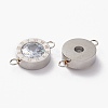 304 Stainless Steel Micro Pave Clear Cubic Zirconia Links Connectors X-STAS-I169-01P-2