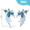 2Pcs 2 Colors Flower and Peacock Pattern Polyester Fabric Computerized Embroidery Cloth Sew on Appliques PATC-NB0001-16A-2