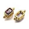 Real 18K Gold Plated Brass Micro Pave Cubic Zirconia Links Connectors ZIRC-L100-009G-03-2
