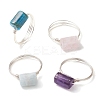 4Pcs 4 Styles Column Natural Apatite & Aquamarine & Amethyst & Rose Quartz Finger Rings Sets RJEW-TA00149-1
