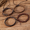4Pcs 4 Styles PU Imitation Leather Braided Bracelets Sets BJEW-CL0001-13A-4