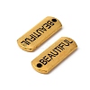 Tibetan Style Alloy Rectangle with Word Beautiful Pendants TIBEP-Q043-063AG-RS-2
