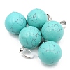 Natural Turquoise Round Charms with Platinum Plated Metal Snap on Bails PW-WG84682-02-1