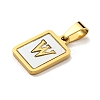 PVD Vacuum Plating 304 Stainless Steel Pave Natural White Shell Pendants STAS-S130-03G-W-2
