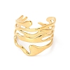Ion Plating(IP) 304 Stainless Steel Twist Wave Open Cuff Ring for Women RJEW-K245-30G-1